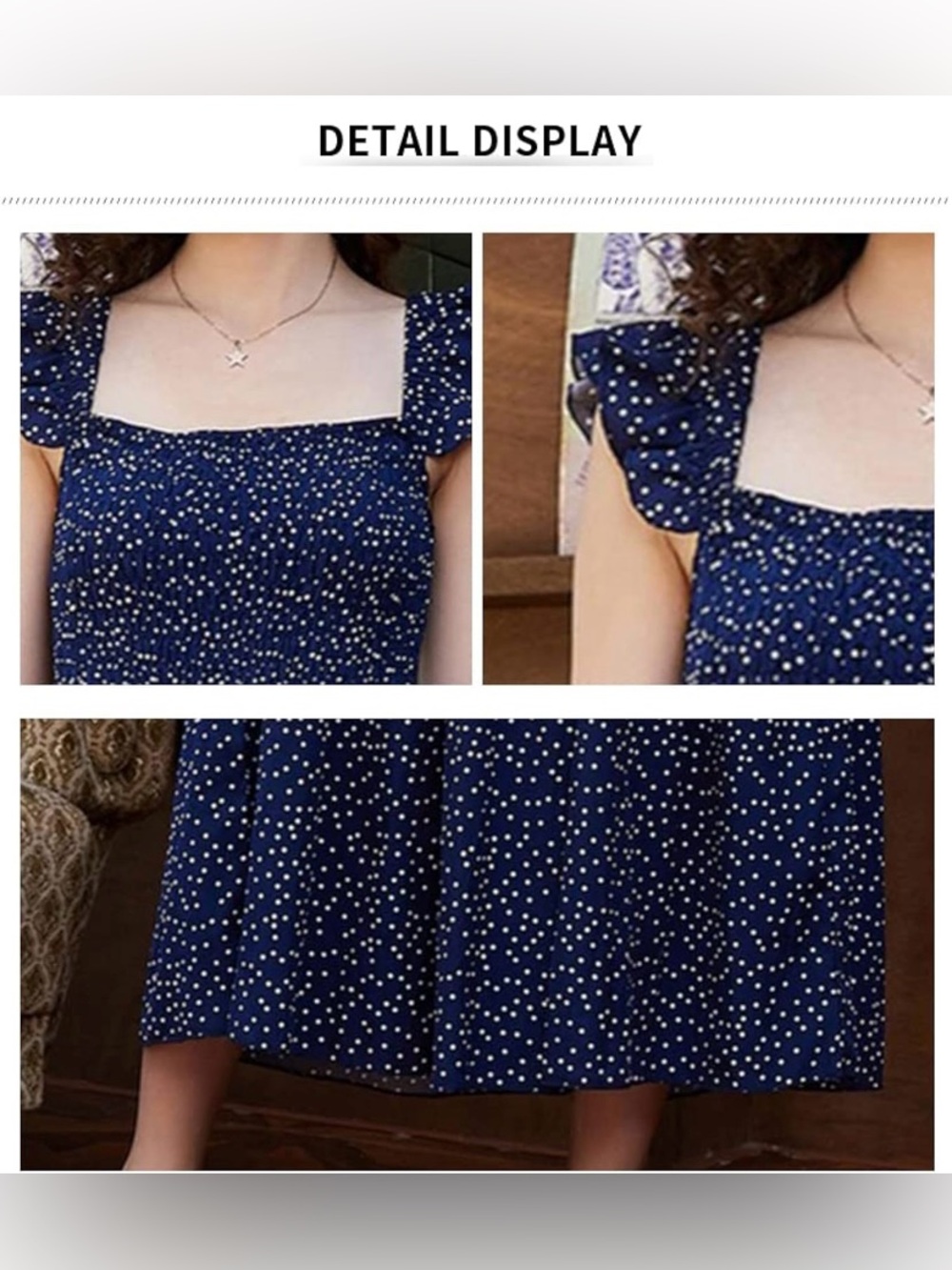 NWOT FAPPAREL navy blue and white polka dot dress size size L - Picture 13 of 16
